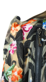 Load image into Gallery viewer, Embroidered Bouquet Hi-Low Moto Jacket
