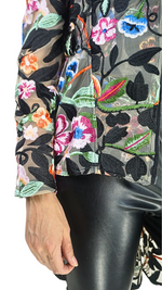 Load image into Gallery viewer, Embroidered Bouquet Hi-Low Moto Jacket
