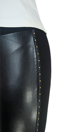 Load image into Gallery viewer, Studded Soft and Sassy Leggings Black &amp; Gold Studs
