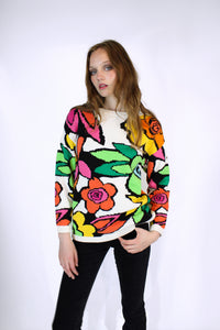 BRIGHT SPRING FLOWERS SWEATER