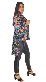 Load image into Gallery viewer, Embroidered Bouquet Hi-Low Moto Jacket
