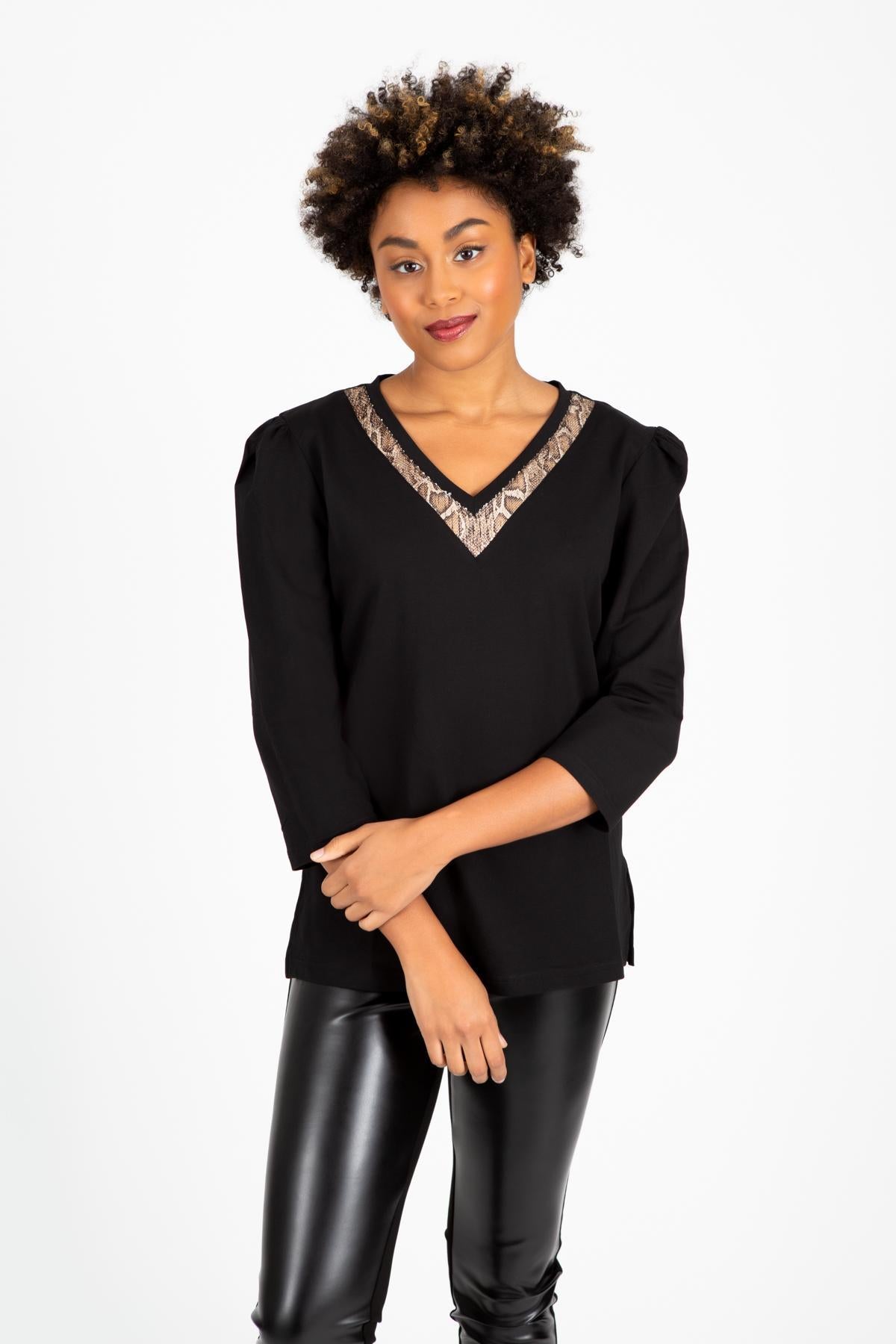 Puff Sleeve Python Top