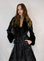 Load image into Gallery viewer, Glossy Quilted Floral Wrap Coat
