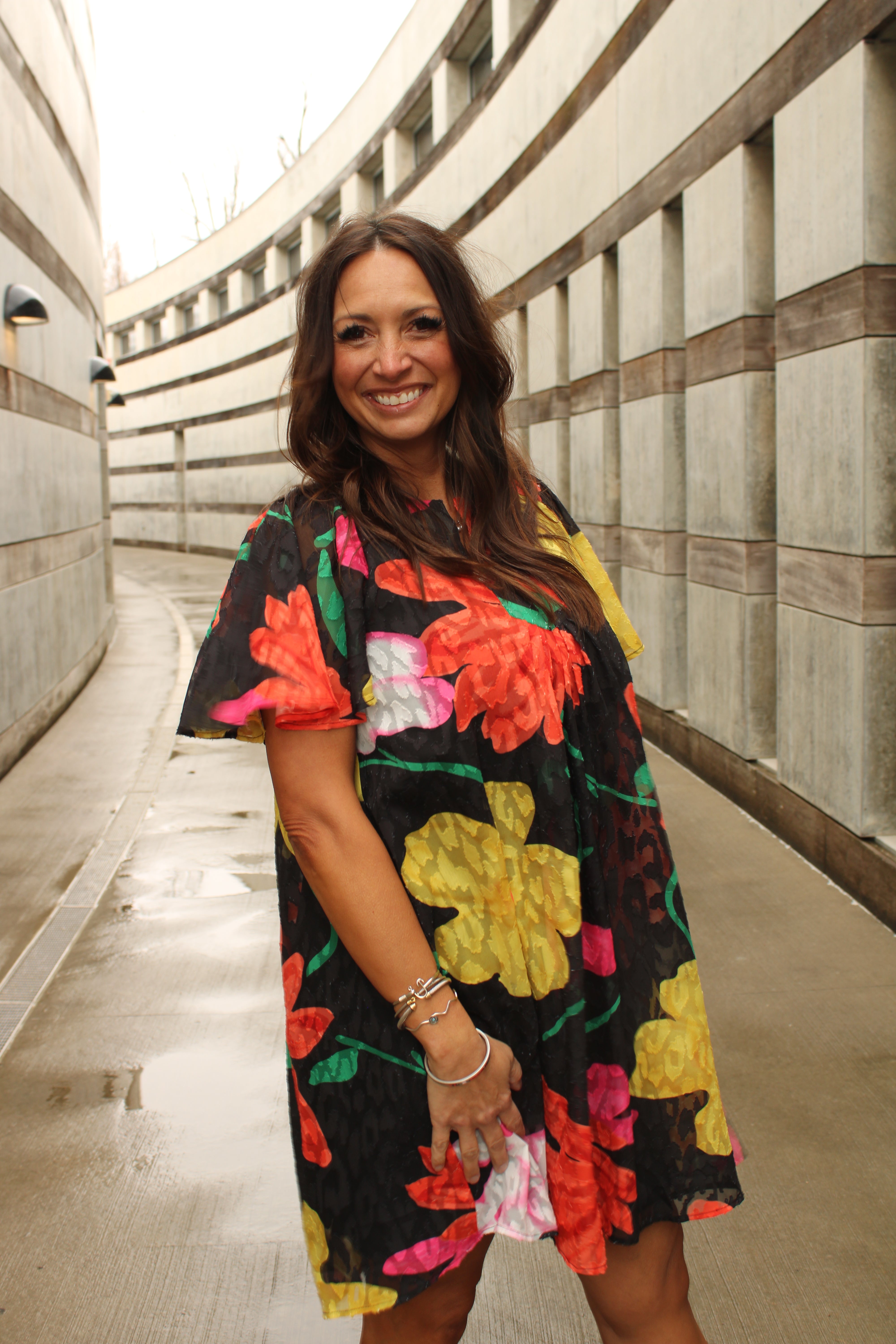 Colorful Floral Burst Dress