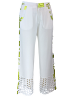 Load image into Gallery viewer, Summer Ponte Pant w Circle lace Trim
