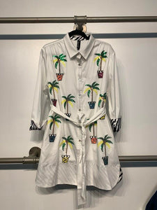 My Sequins Palmtrees Shirt Dress