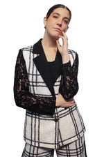 Load image into Gallery viewer, Plaid Textures and Lace Blazer
