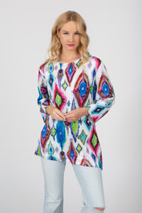 Bright Ikat crinkle tunic