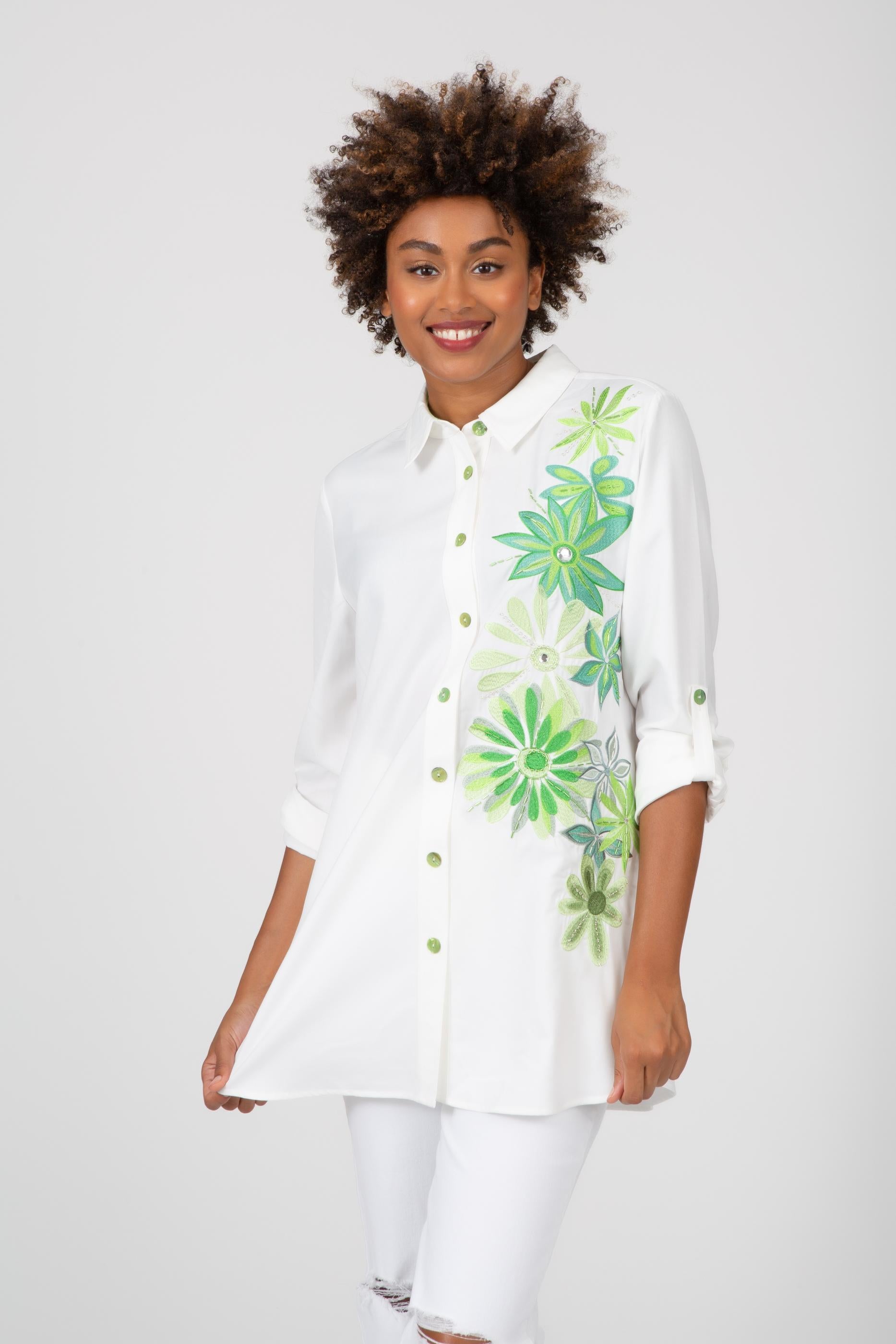 Palm Beach Woven  Applique Shirt