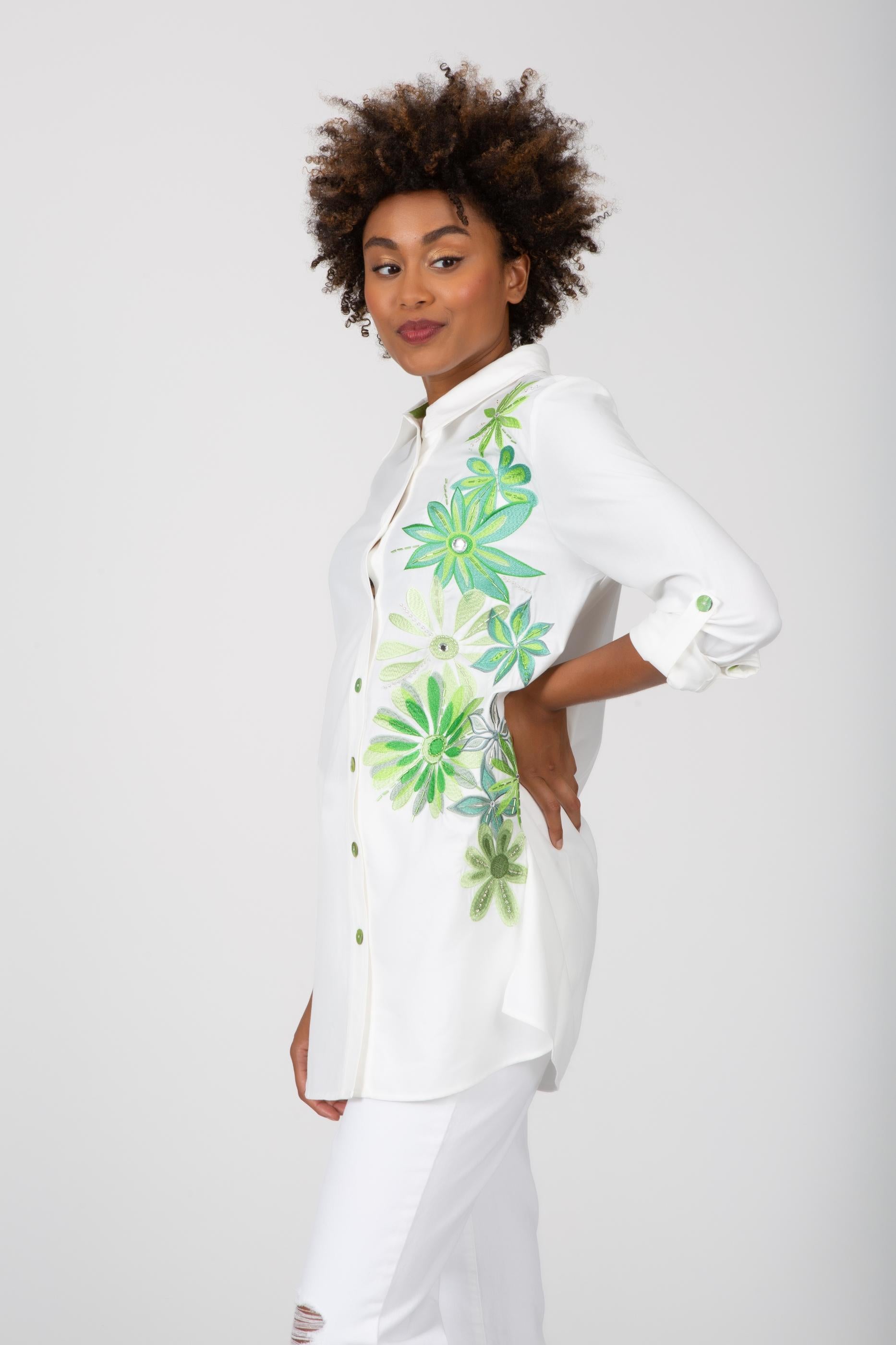 Palm Beach Woven  Applique Shirt