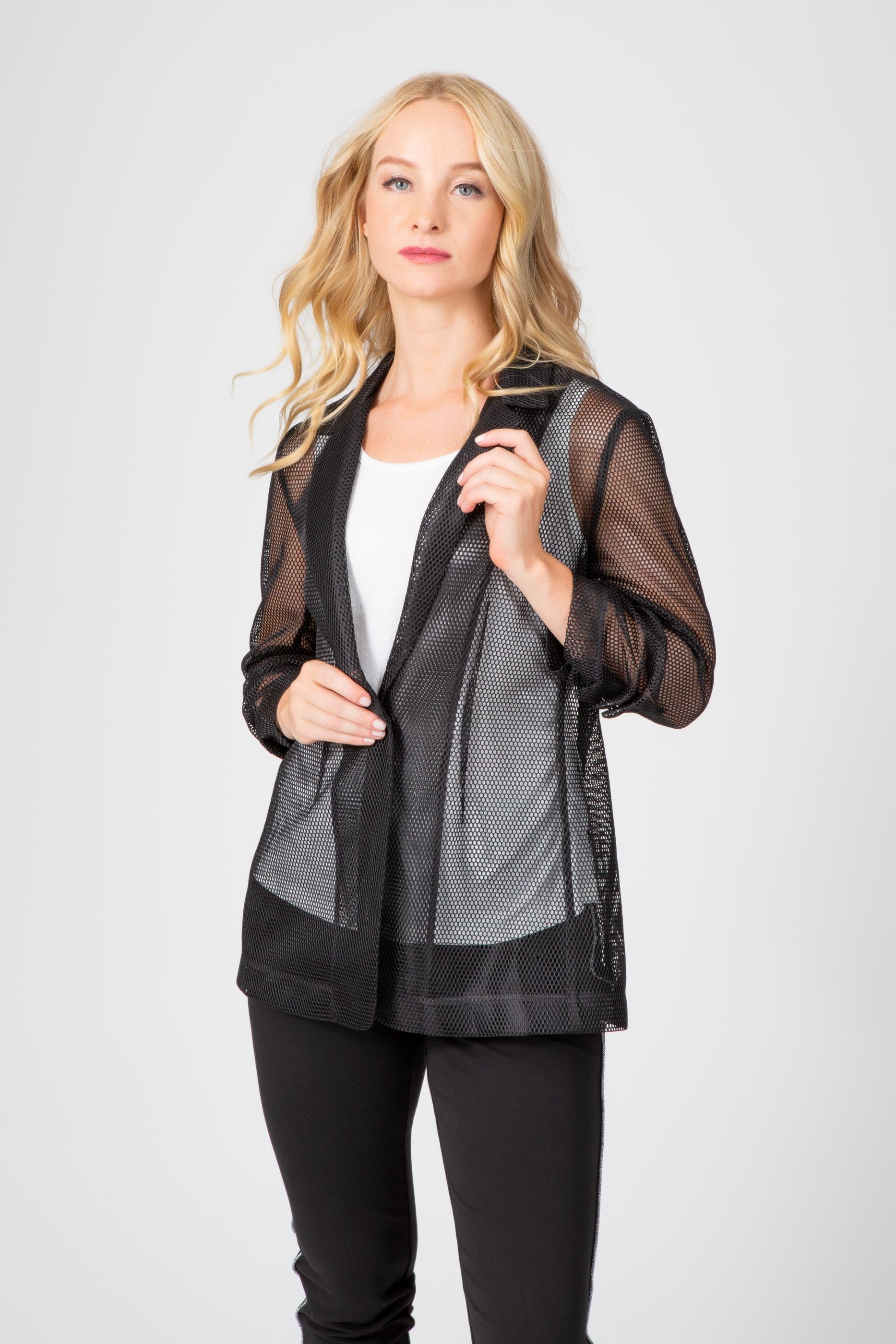Black mesh blazer hotsell