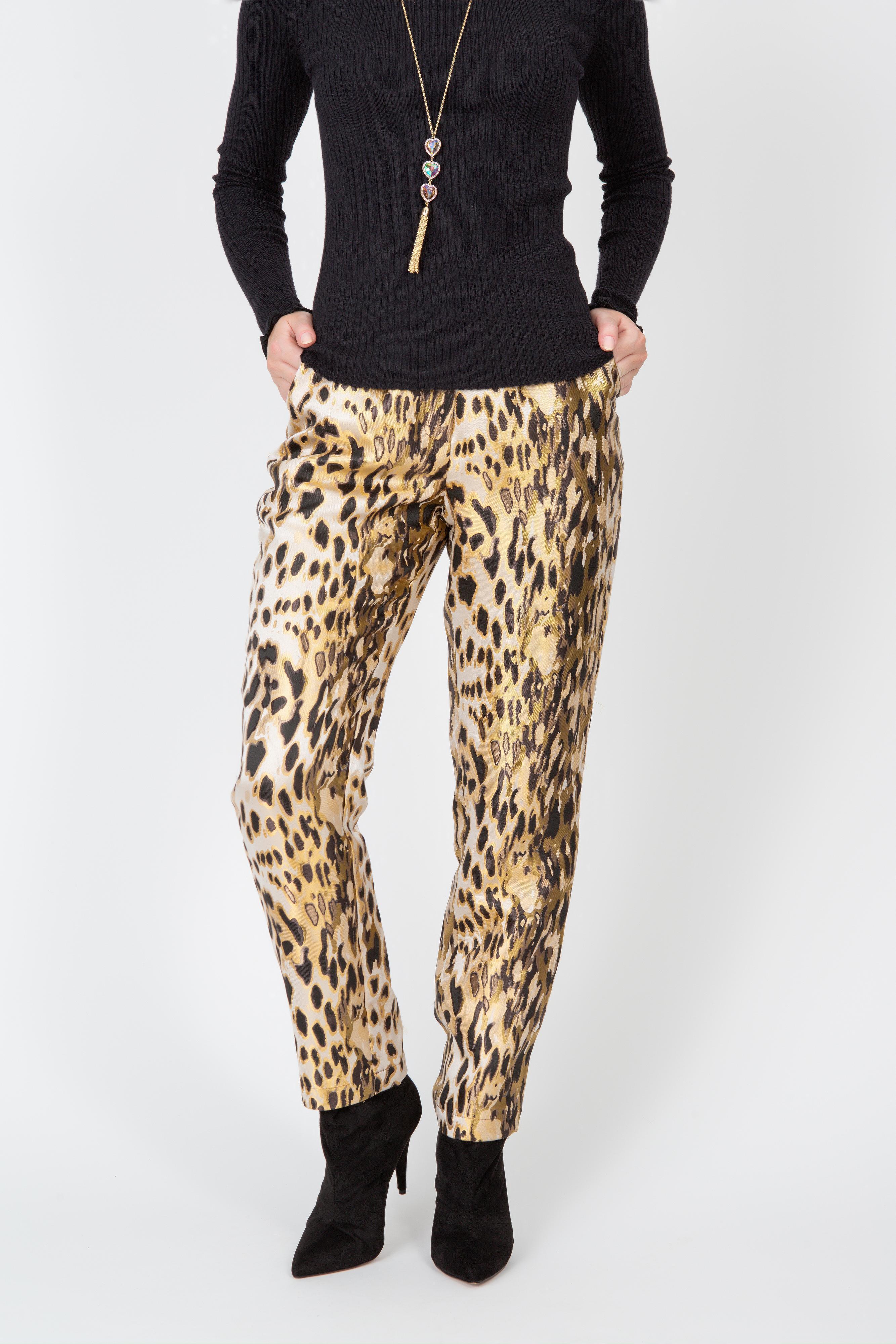 Golden Leopard Jacquard  Cigarette Pant