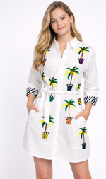 Load image into Gallery viewer, My Sequins Palmtrees Shirt Dress
