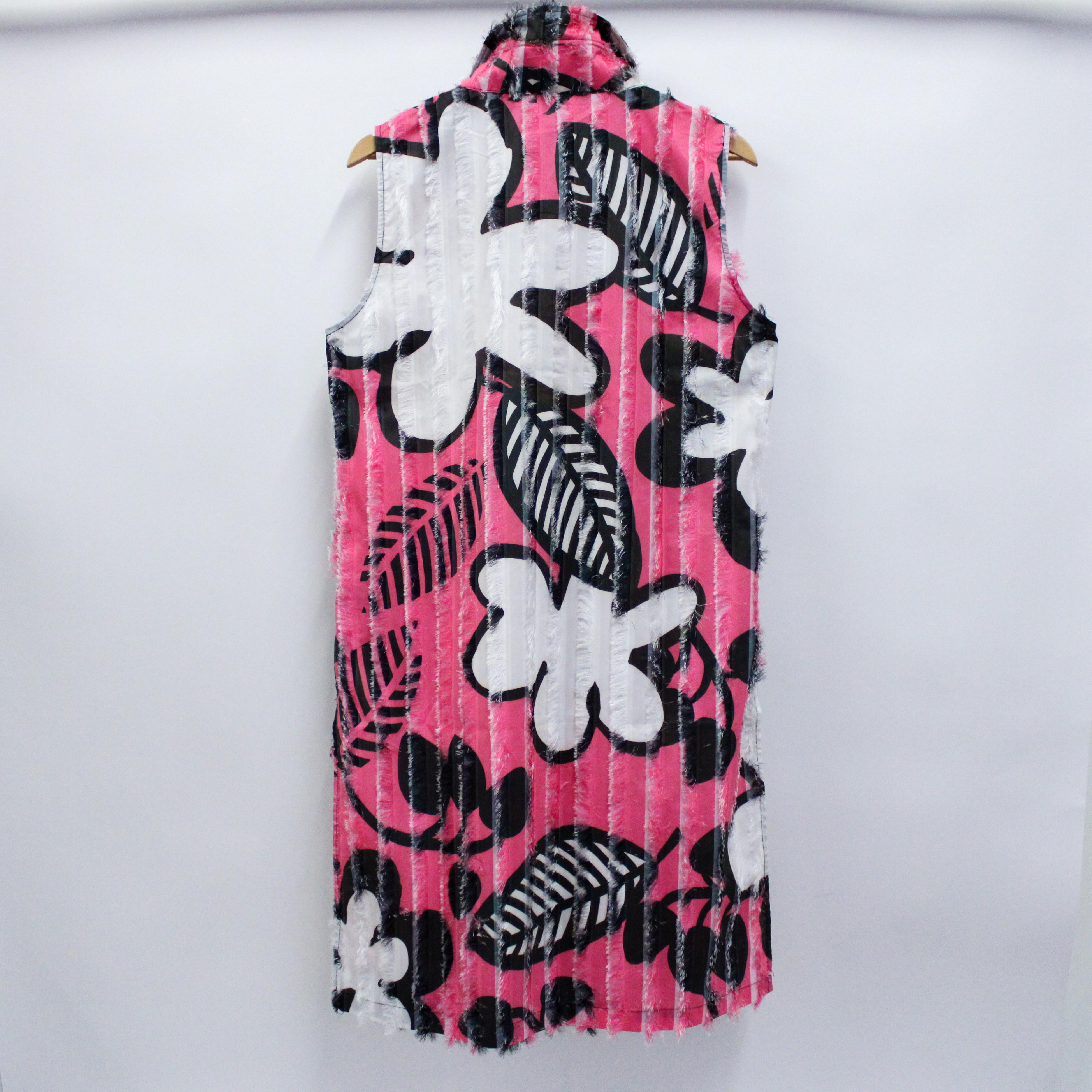 Floral Fray Vest Hot Pink