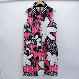 Floral Fray Vest Hot Pink