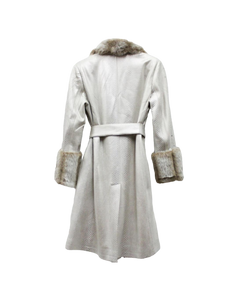 Platinum Cobra Luxe Wrap Coat W Fur Collar & Cuffs