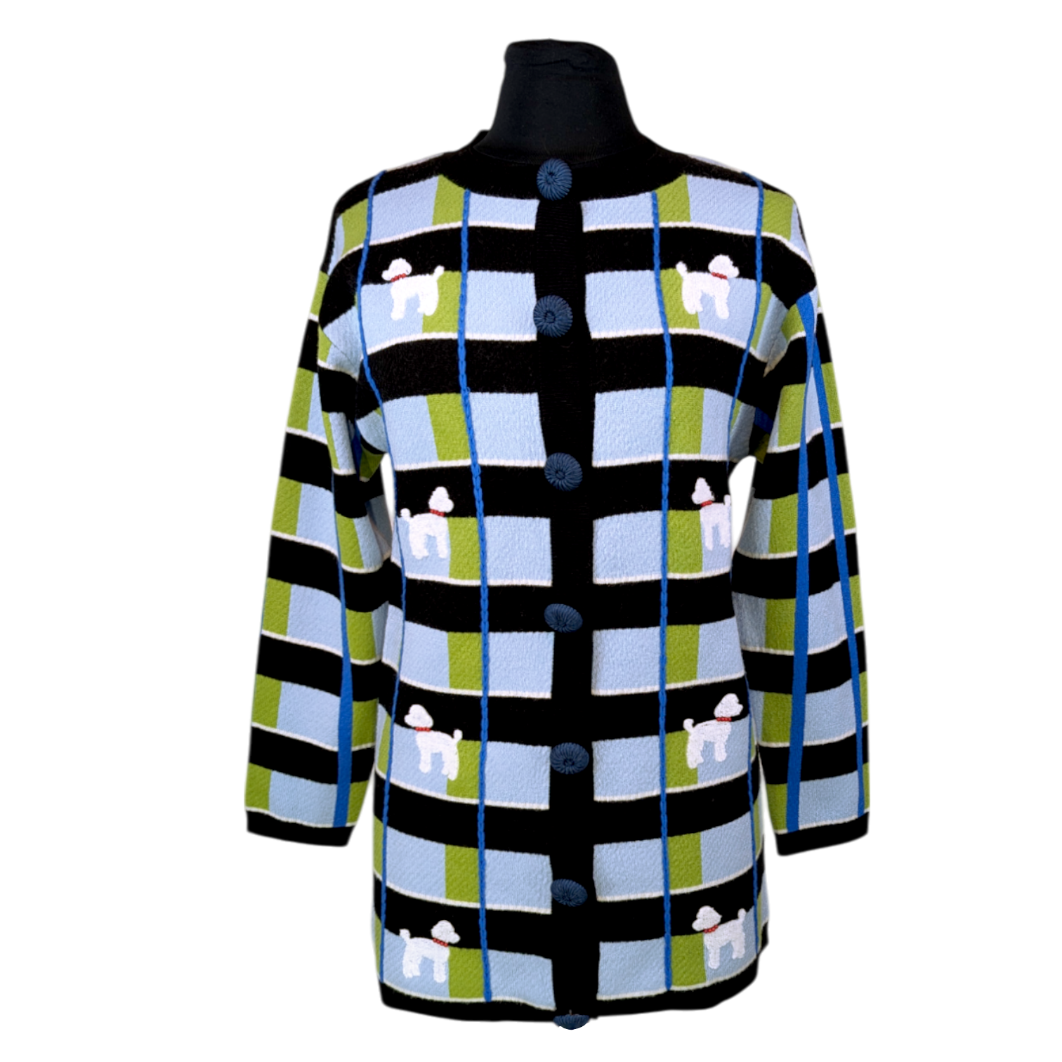 Jacquard Poodle Plaid Cardigan