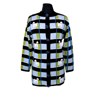 Jacquard Poodle Plaid Cardigan