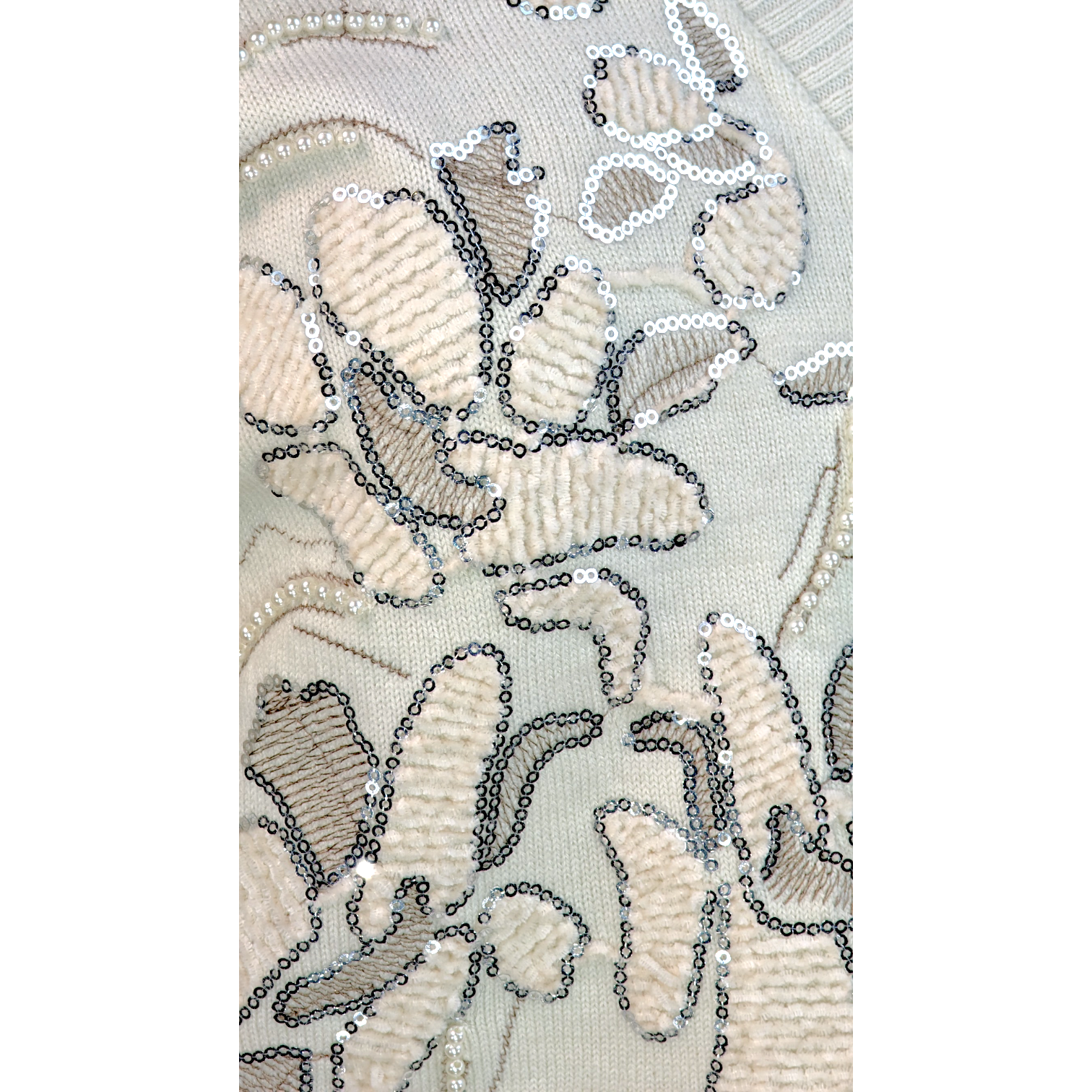 FLORAL CHENILLE MODERN CREW SWEATER