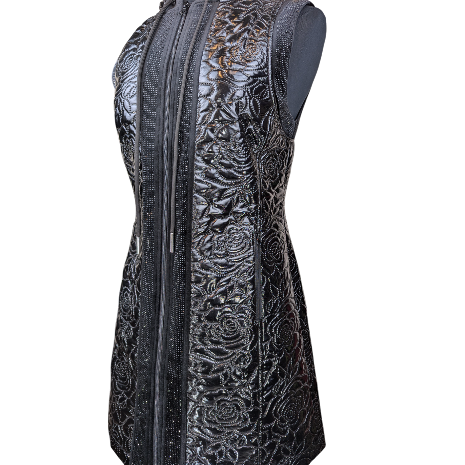 Glossy Quilted Floral Vest