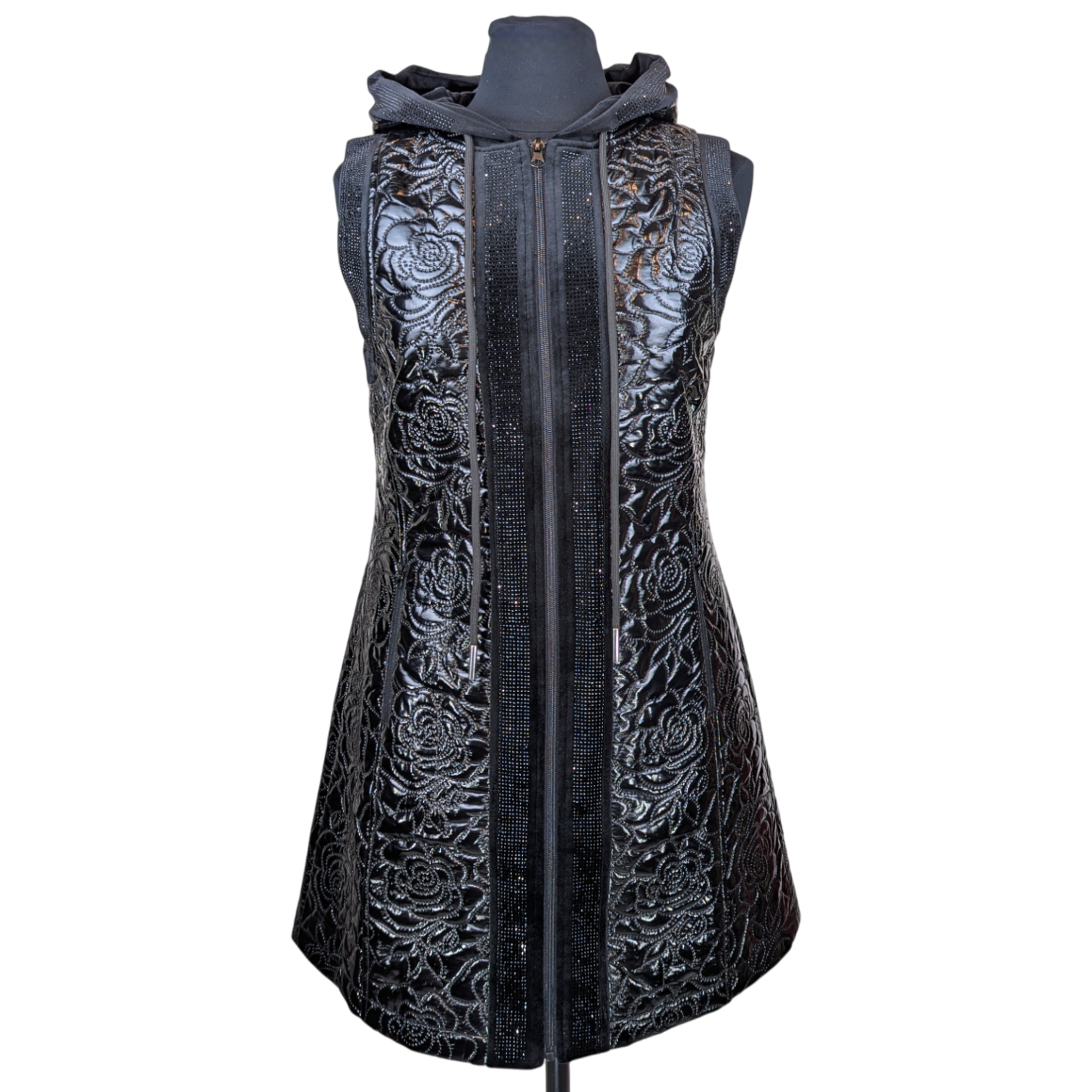 Glossy Quilted Floral Vest