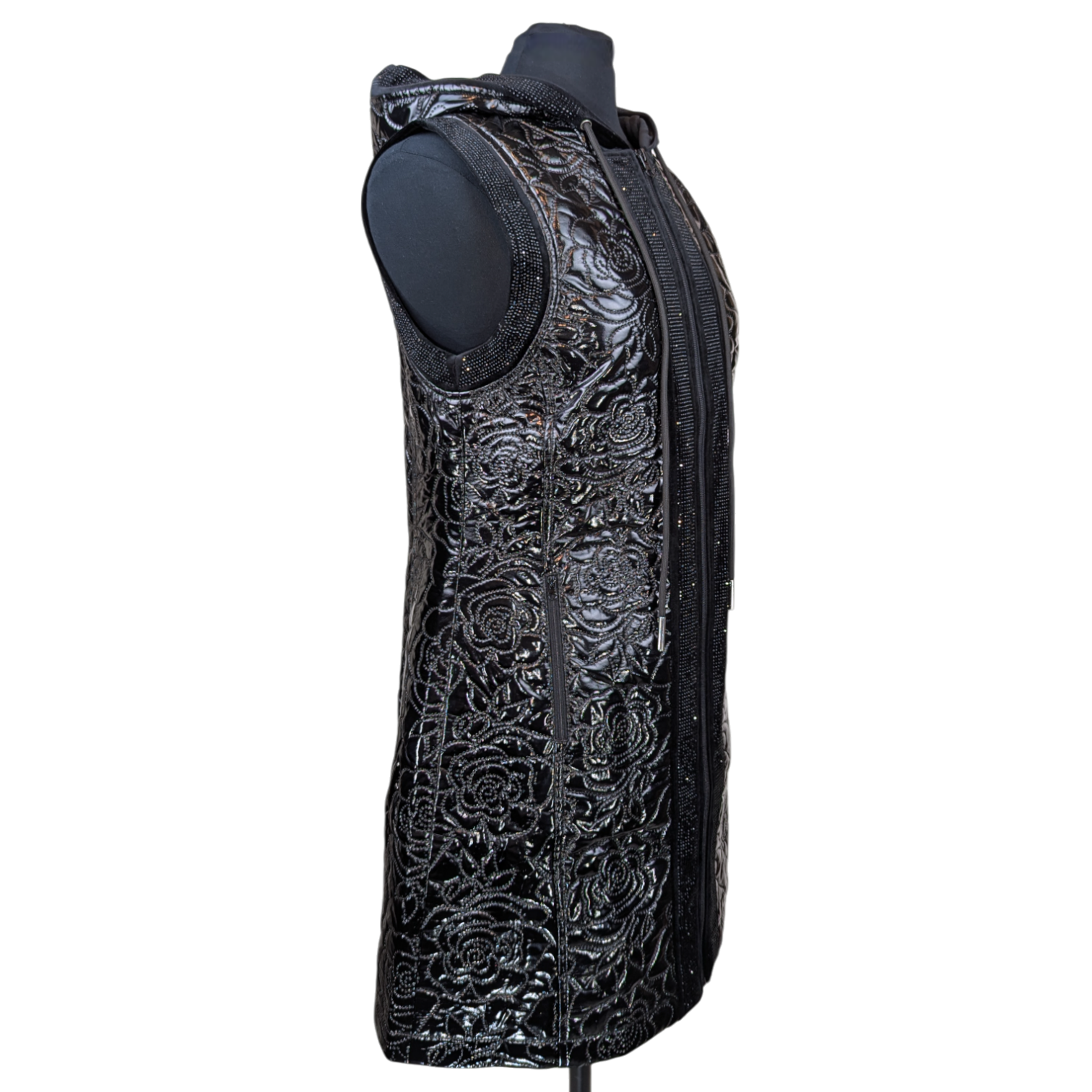 Glossy Quilted Floral Vest