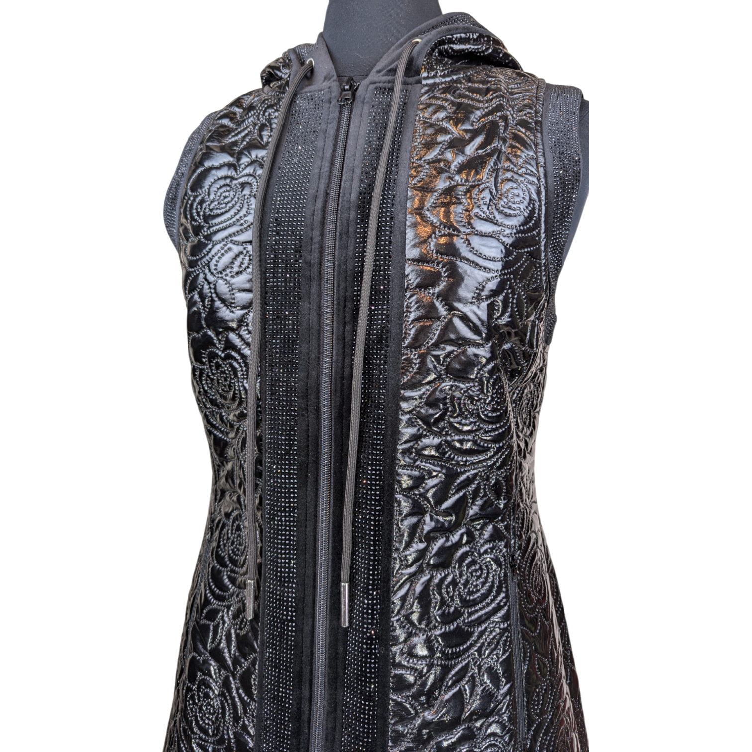 Glossy Quilted Floral Vest