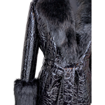 Load image into Gallery viewer, Glossy Quilted Floral Wrap Coat
