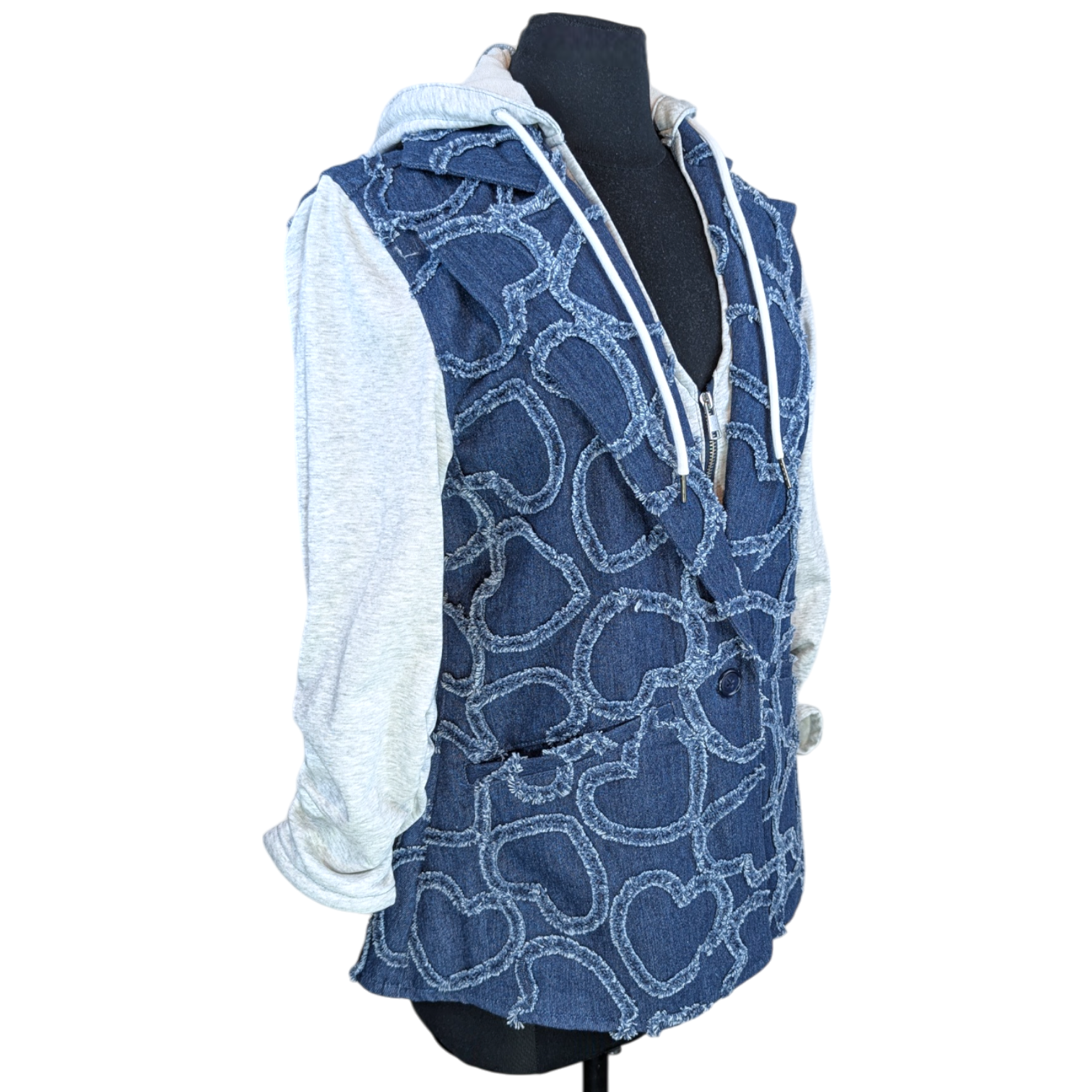 Hearts of Denim &. French Terry Mixed Blazer