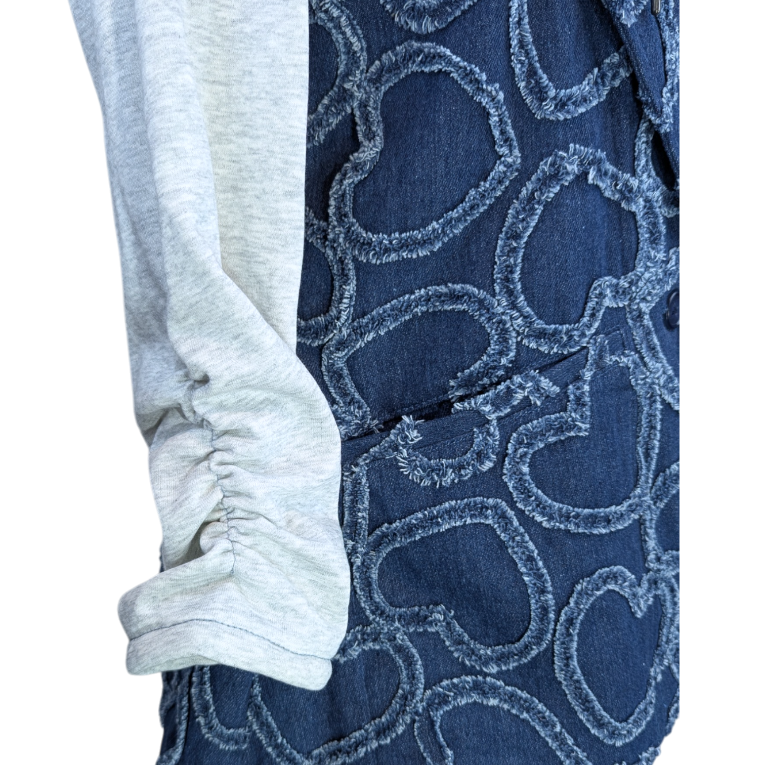 Hearts of Denim &. French Terry Mixed Blazer