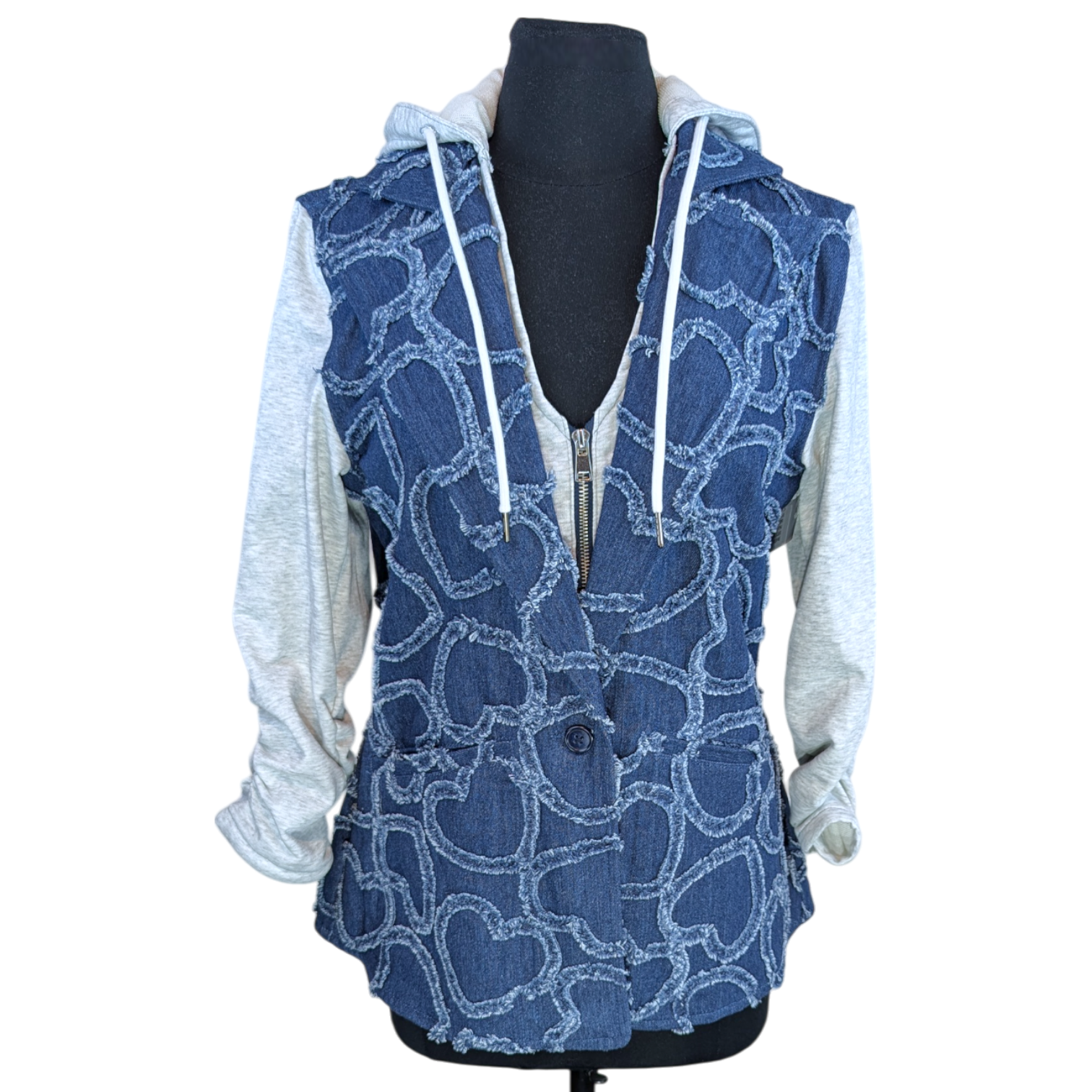 Hearts of Denim &. French Terry Mixed Blazer