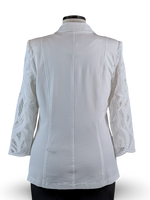 Load image into Gallery viewer, Ponte Knit Blazer w Sculpted Lace Sleeves
