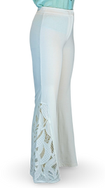 Load image into Gallery viewer, Knit Flare Pant w Sculpted lace insert
