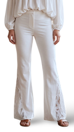 Load image into Gallery viewer, Knit Flare Pant w Sculpted lace insert
