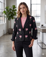 Load image into Gallery viewer, Floral Applique Blazer With Lace Back
