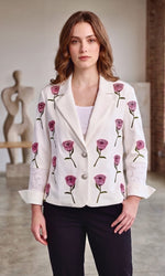 Load image into Gallery viewer, Floral Applique Blazer With Lace Back
