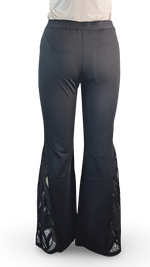 Load image into Gallery viewer, Ponte Flare knit pant w/Midnight Sculpted Lace Insert
