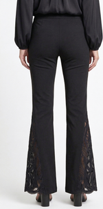 Load image into Gallery viewer, Ponte Flare knit pant w/Midnight Sculpted Lace Insert
