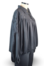 Load image into Gallery viewer, Midnight Sculpted Lace Boho Top
