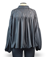 Load image into Gallery viewer, Midnight Sculpted Lace Boho Top

