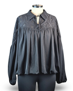 Load image into Gallery viewer, Midnight Sculpted Lace Boho Top
