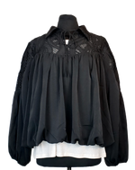 Load image into Gallery viewer, Midnight Sculpted Lace Boho Top
