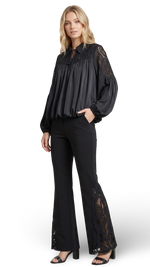Load image into Gallery viewer, Midnight Sculpted Lace Boho Top
