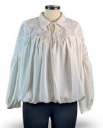 Load image into Gallery viewer, Midnight Sculpted Lace Boho Top
