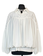 Load image into Gallery viewer, Midnight Sculpted Lace Boho Top
