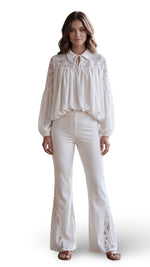 Load image into Gallery viewer, Midnight Sculpted Lace Boho Top
