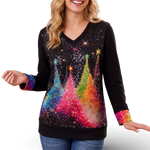 Load image into Gallery viewer, Rainbow of Trees V-neck Pullover
