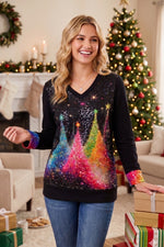 Load image into Gallery viewer, Rainbow of Trees V-neck Pullover
