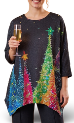 Load image into Gallery viewer, A Border of Festive Trees Crinkle Top
