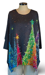 Load image into Gallery viewer, A Border of Festive Trees Crinkle Top
